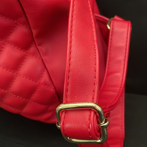 V 1969 Italia Red Leather Quilted Studded Adjustable Backpack Purse Bag main image 9